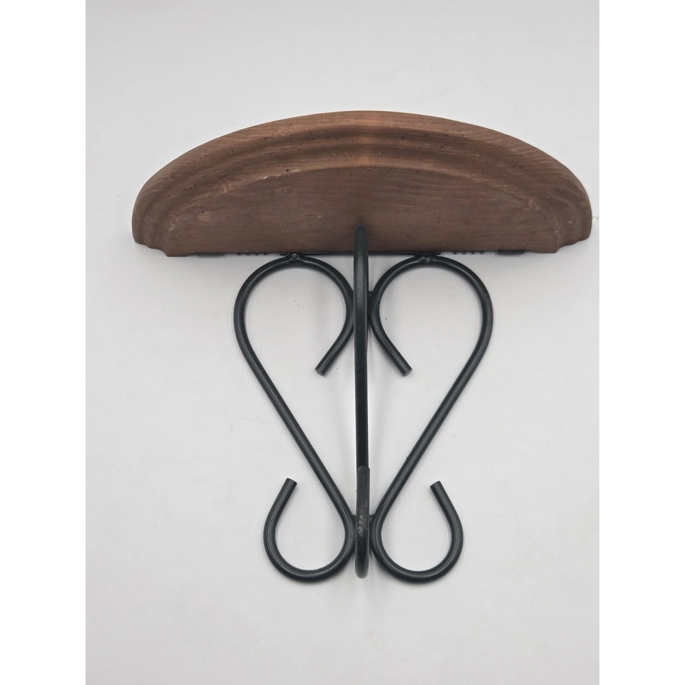 Home Interiors & Gifts Half-Round Wood Wall Shelf with Green Metal Bracket